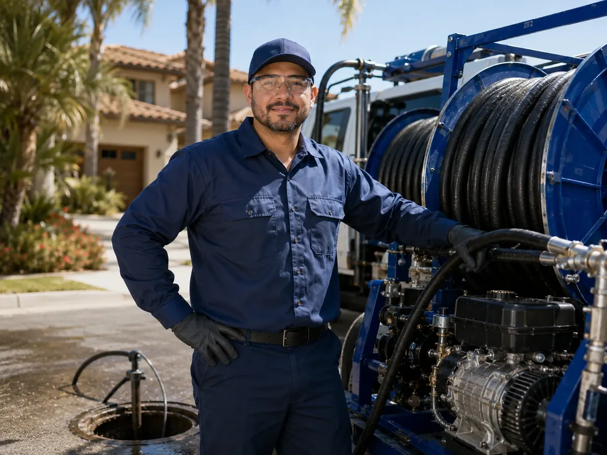 Hydro jet sewer cleaning in Chino