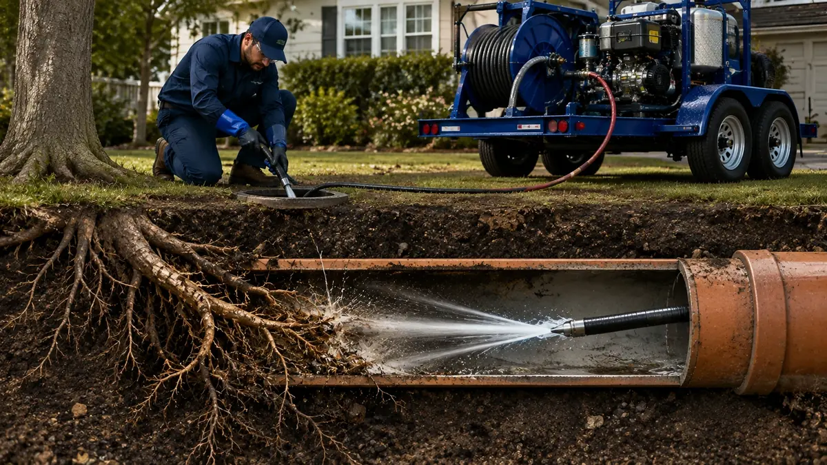Tree Root Removal with Hydro Jetting in Chino